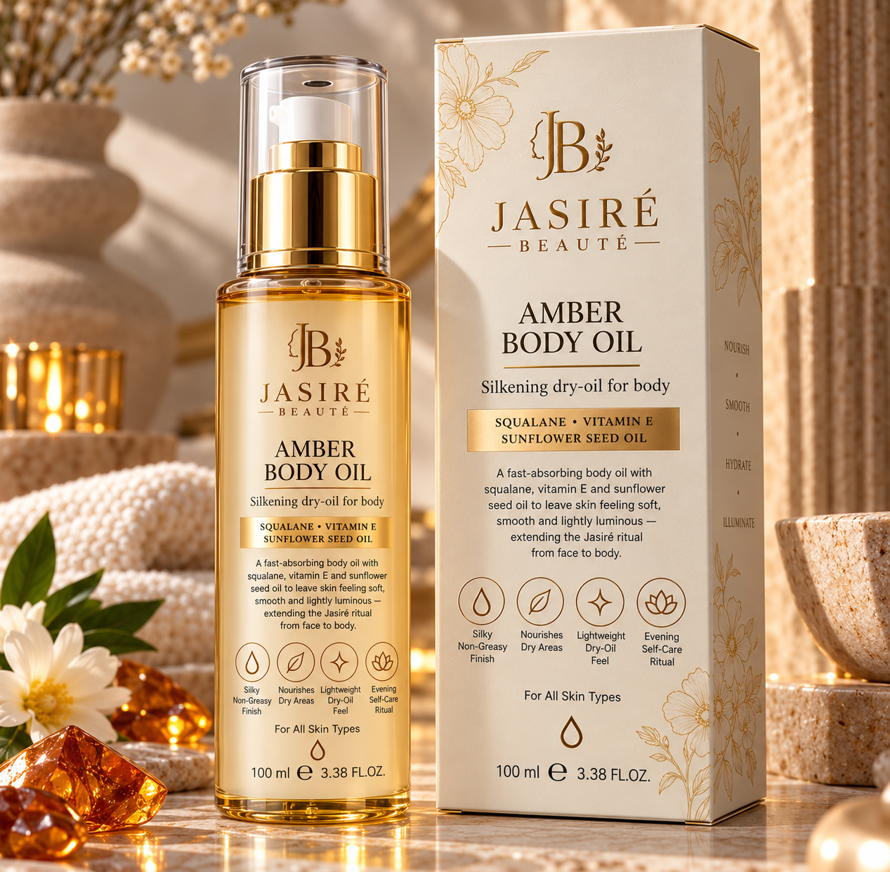Amber Body Oil — Silkening dry-oil for body